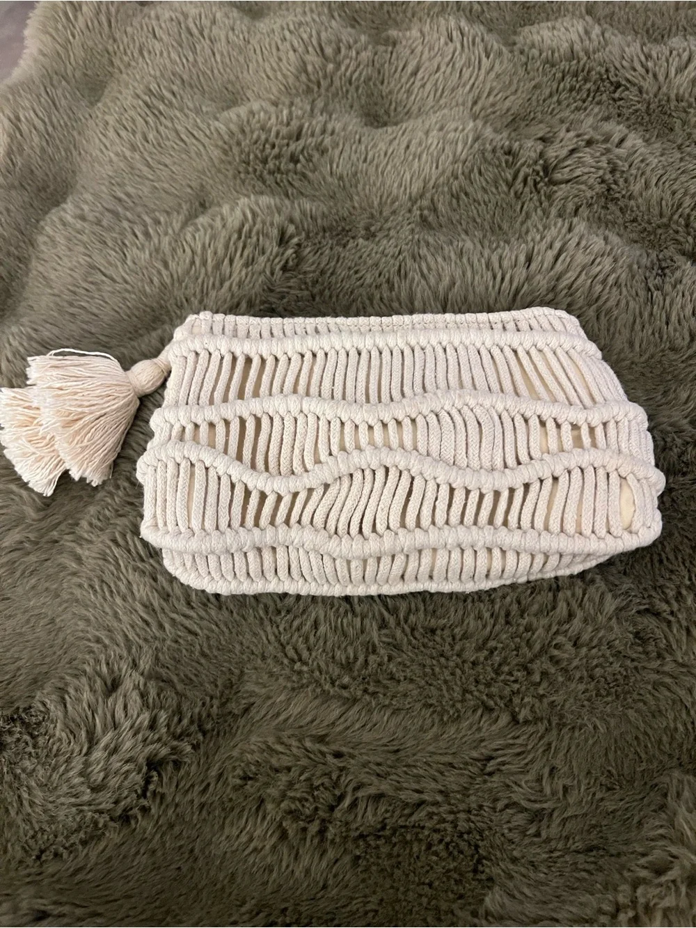 Universal Thread Macramé Tassel Pouch - Cream